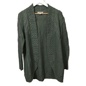 Coldwater Creek PS Green Marled Mixed Stitch Fly Away Cardigan Sweater